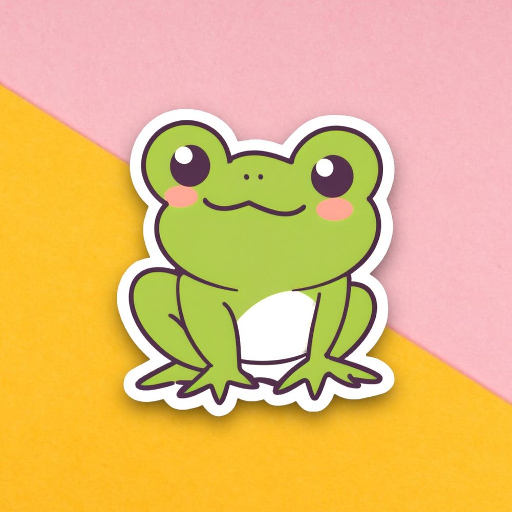 5/$15 Frog Sticker, Green Tree Frog, Kawaii Frog Gift, Vinyl Sticker, MILF